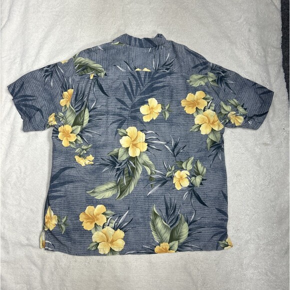 Tommy Bahama Hawaiin Shirt Men's Size XL Blue Silk Floral Print Camp Jacquard - Picture 7 of 7